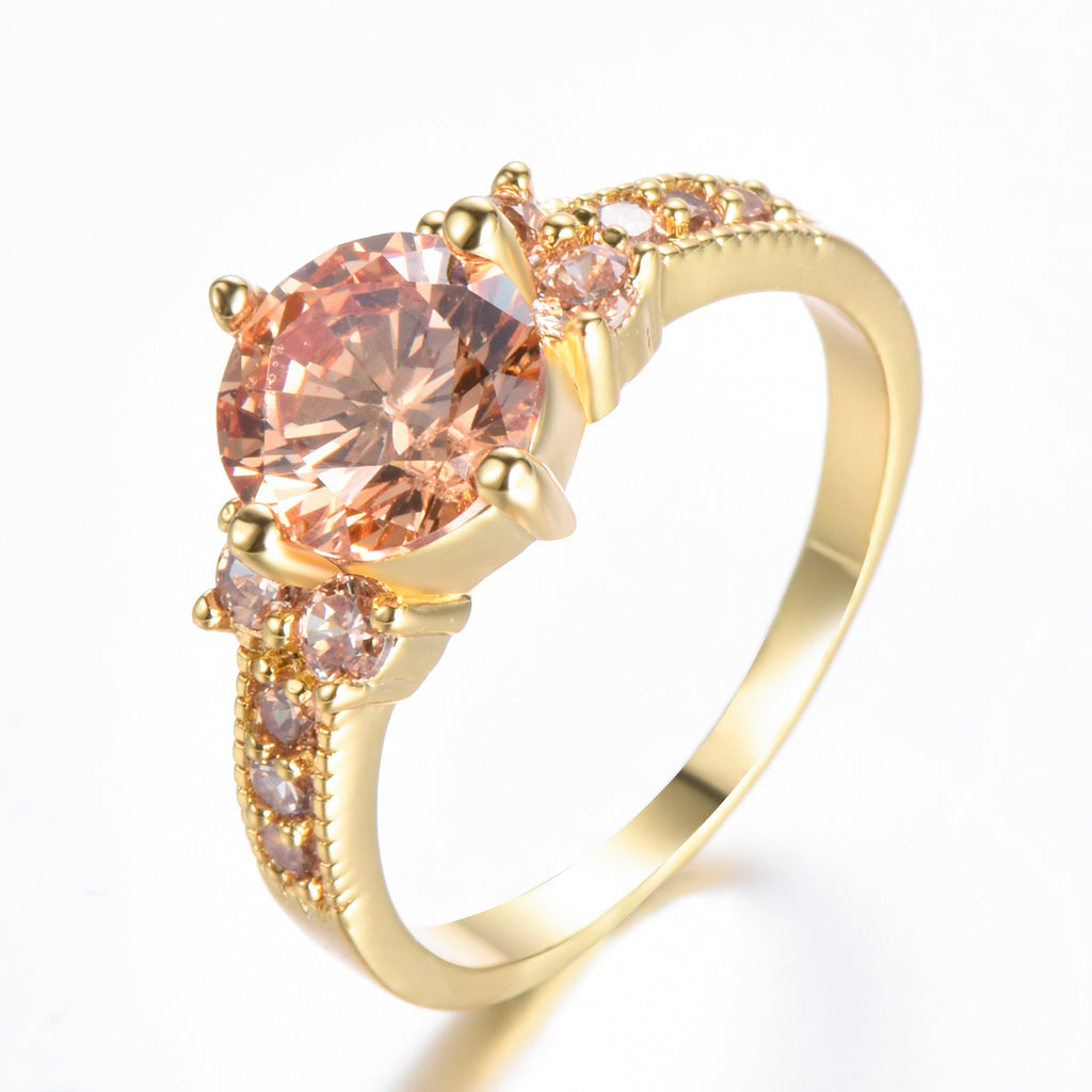 Damen Ring mit extravaganten Zirkonia-Einsätzen und funkelndem Rosenquarz Shop Nory