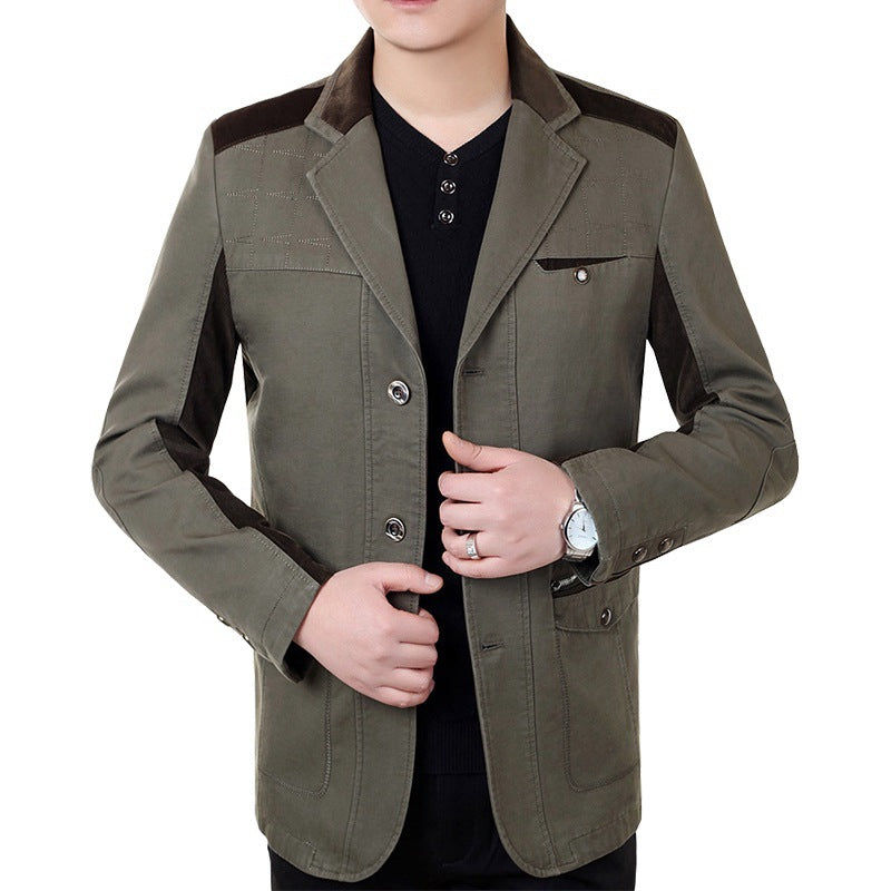 Herren Sakko-Jacke im urbanen Worker-Stil mit Kontrastbesätzen und Reißverschlusstasche Shop Nory