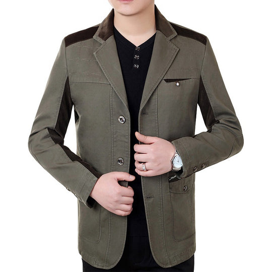 Herren Sakko-Jacke im urbanen Worker-Stil mit Kontrastbesätzen und Reißverschlusstasche Shop Nory