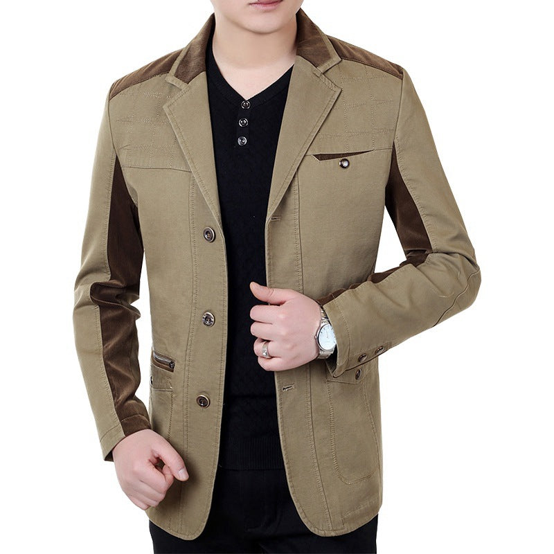 Herren Sakko-Jacke im urbanen Worker-Stil mit Kontrastbesätzen und Reißverschlusstasche Shop Nory