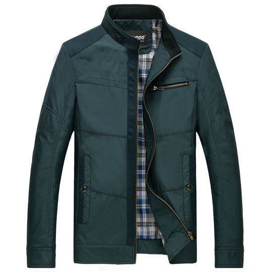 Herren leichte Stehkragen-Übergangsjacke mit kariertem Innenfutter und Reißverschlusstasche Shop Nory