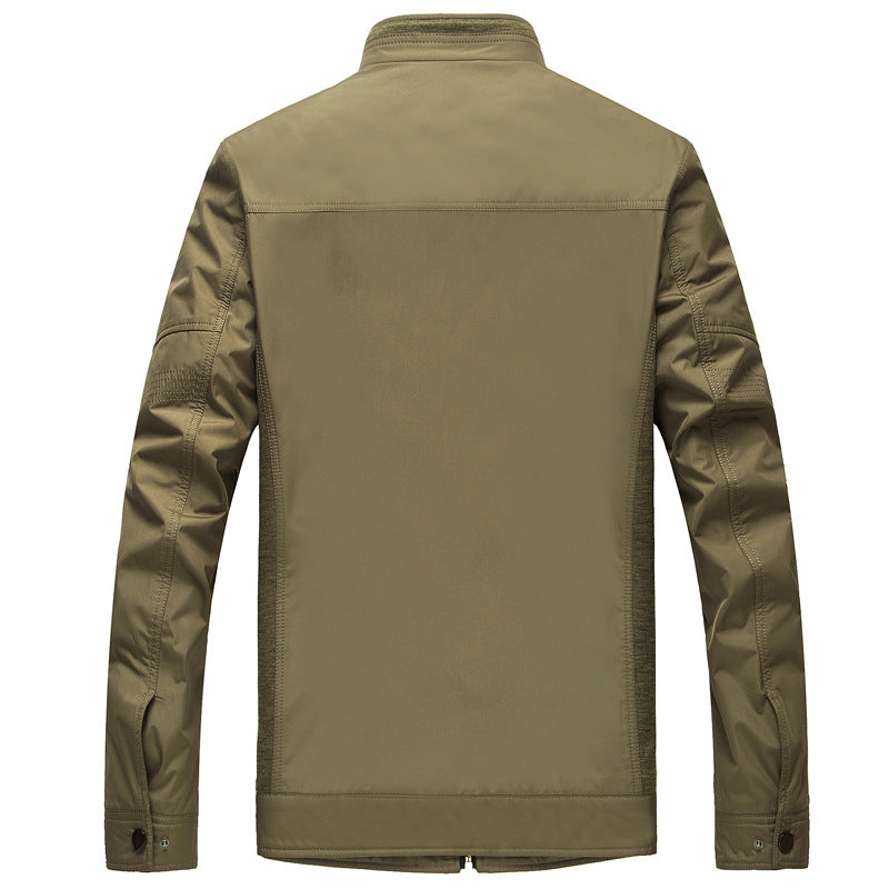 Herren leichte Stehkragen-Übergangsjacke mit kariertem Innenfutter und Reißverschlusstasche Shop Nory