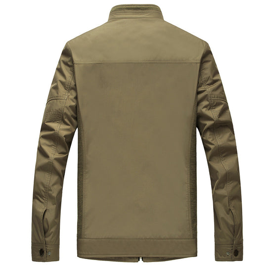 Herren leichte Stehkragen-Übergangsjacke mit kariertem Innenfutter und Reißverschlusstasche Shop Nory