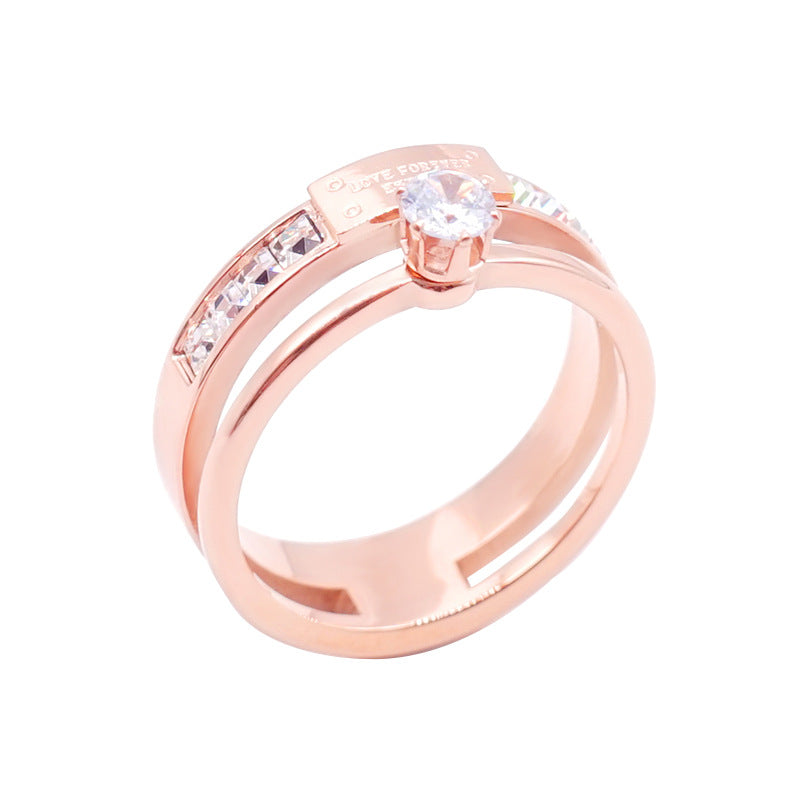 Damen eleganter Ring mit funkelndem Zirkonia und stilvollem Doppelband Shop Nory