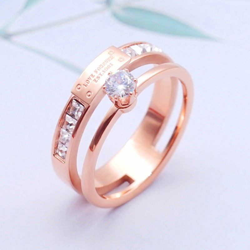 Damen eleganter Ring mit funkelndem Zirkonia und stilvollem Doppelband Shop Nory