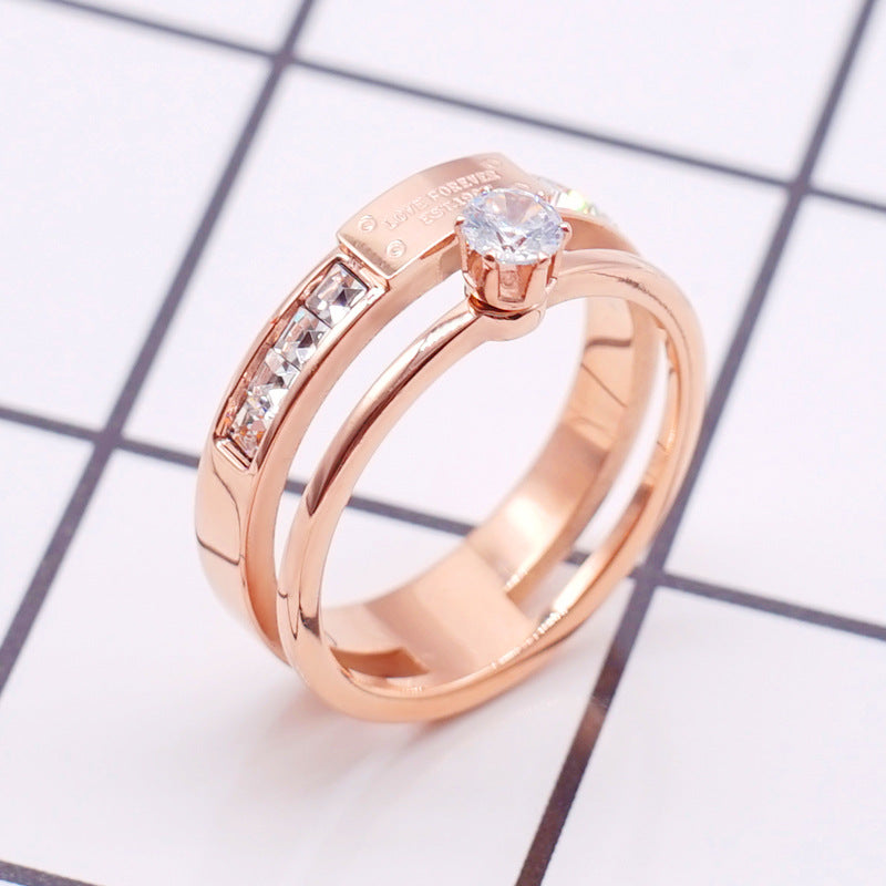 Damen eleganter Ring mit funkelndem Zirkonia und stilvollem Doppelband Shop Nory