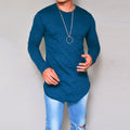 Langarm T Shirt Slim Passform Rundhals Weiche Atmungsaktive Baumwollmischung