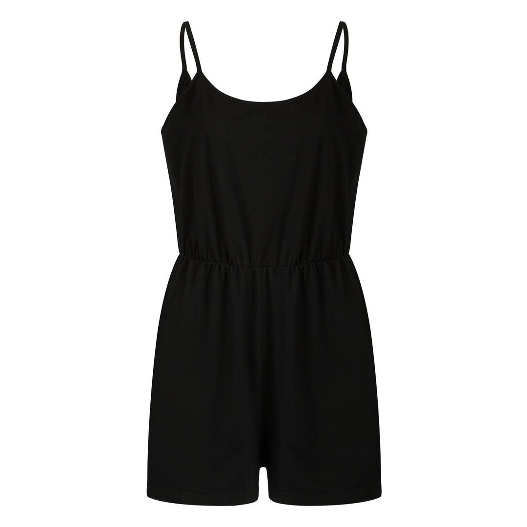 Damen stylischer Jumpsuit mit verstellbaren Trägern und Gummizug in der Taille Shopnory