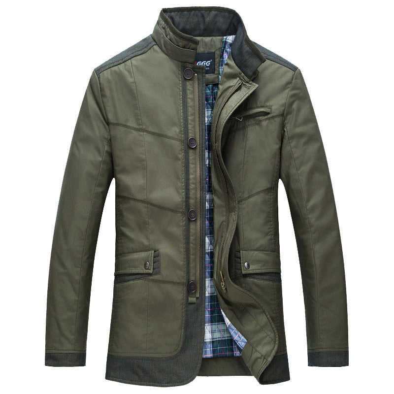Herren Übergangsjacke im Fieldcoat-Stil mit Stehkragen und kariertem Innenfutter Shop Nory