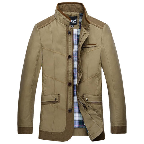 Herren Übergangsjacke im Fieldcoat-Stil mit Stehkragen und kariertem Innenfutter Shop Nory
