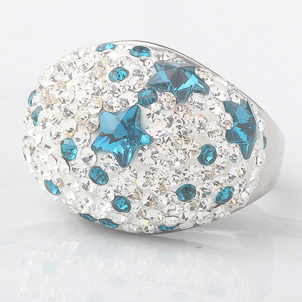 Damen Ring mit funkelndem Zirkonia-Besatz und farbigen Kristallen Shop Nory