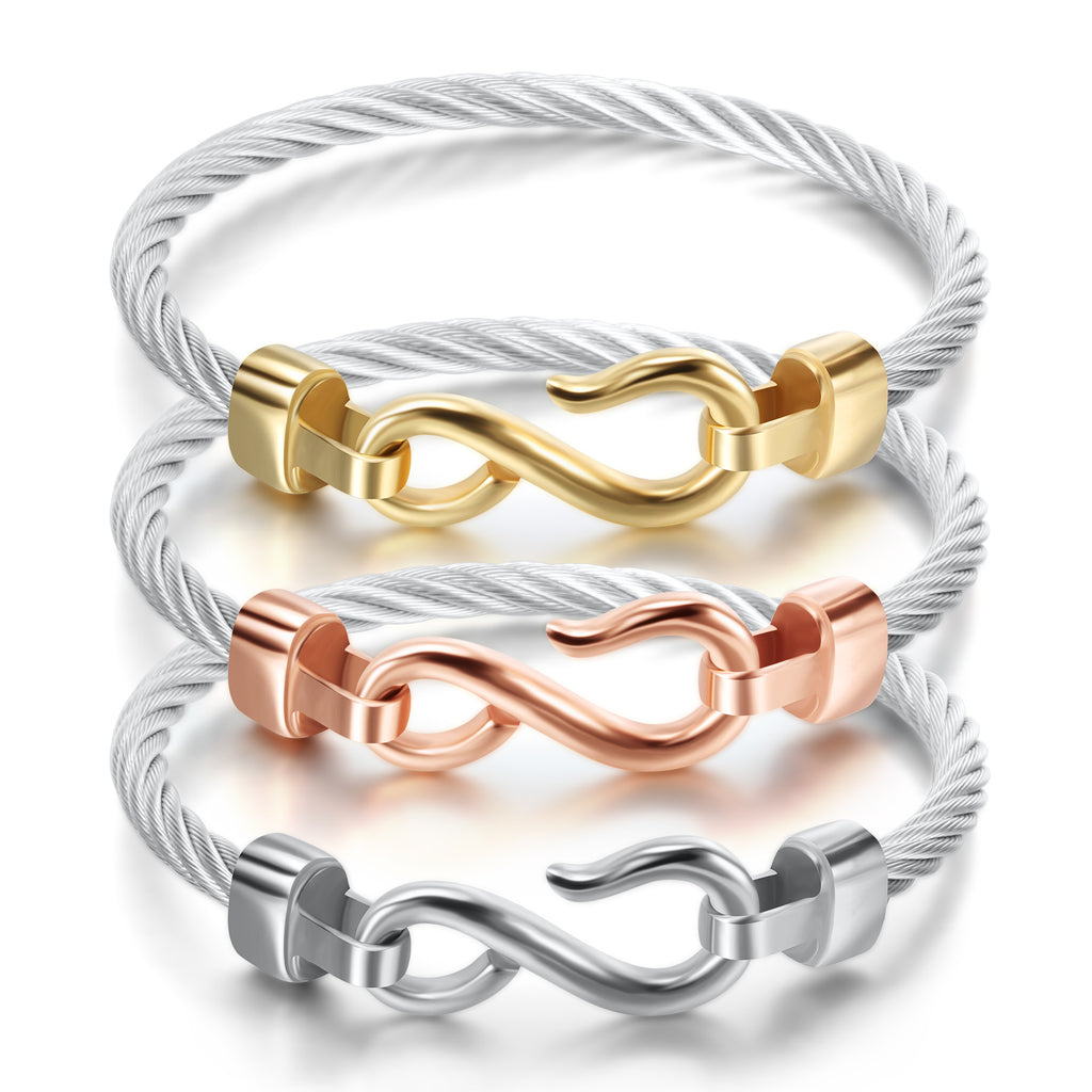 Damen Edelstahlarmband mit elegantem Kabeldesign und stilvollem Verschluss Shop Nory