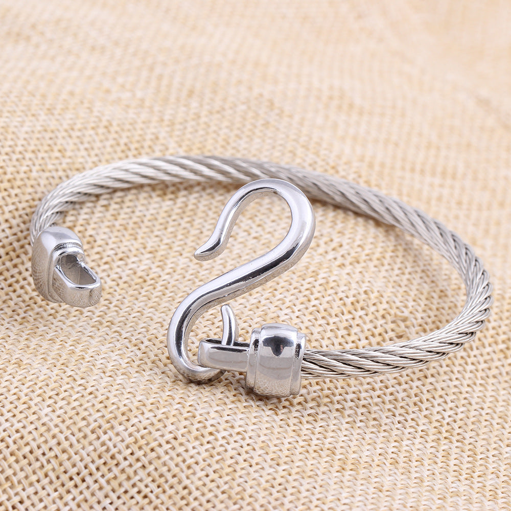 Damen Edelstahlarmband mit elegantem Kabeldesign und stilvollem Verschluss Shop Nory