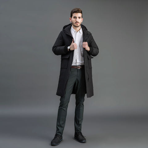 Herren Gefütterter Funktions-Parka mit Kapuze und knieumspielender Steppfüllung Shop Nory