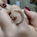 Damen Ring mit schimmerndem Mond- und Sternmotiv Shop Nory