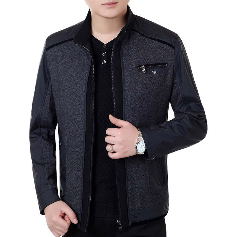 Herren Cityjacke im Materialmix mit Stehkragen und Brust-Reißverschluss Shop Nory