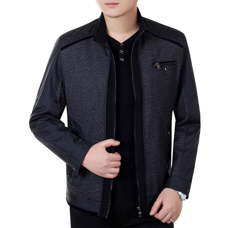 Herren Cityjacke im Materialmix mit Stehkragen und Brust-Reißverschluss Shop Nory