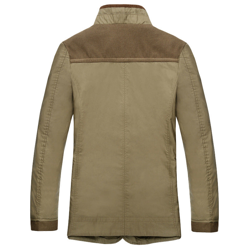 Herren Übergangsjacke im Fieldcoat-Stil mit Stehkragen und kariertem Innenfutter Shop Nory