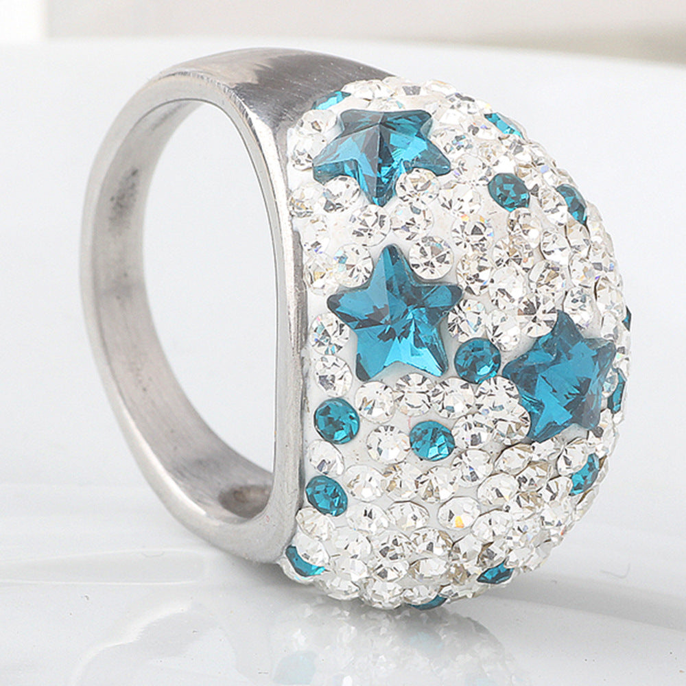 Damen Ring mit funkelndem Zirkonia-Besatz und farbigen Kristallen Shop Nory