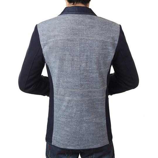 Herren Sakko im Materialmix mit kontrastierenden Ärmeln, Zierreißverschluss und modernem City-Schnitt Shop Nory