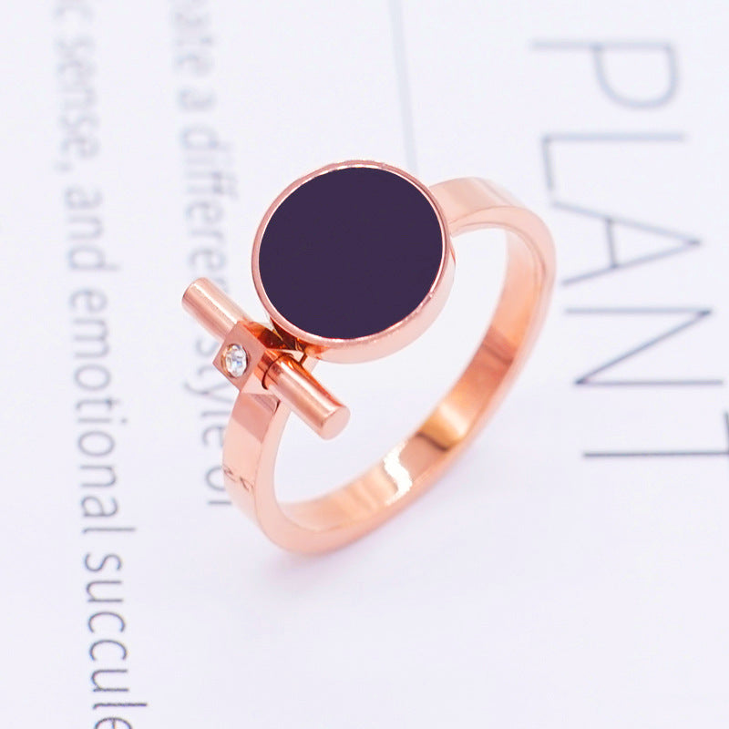 Damen eleganter Ring mit minimalistischem Design und strahlendem schwarzem Element Shop Nory