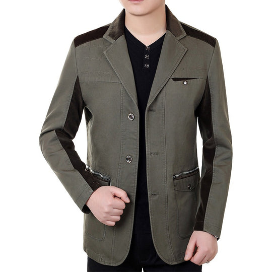 Herren Sakko-Jacke im urbanen Worker-Stil mit Kontrastbesätzen und Reißverschlusstasche Shop Nory