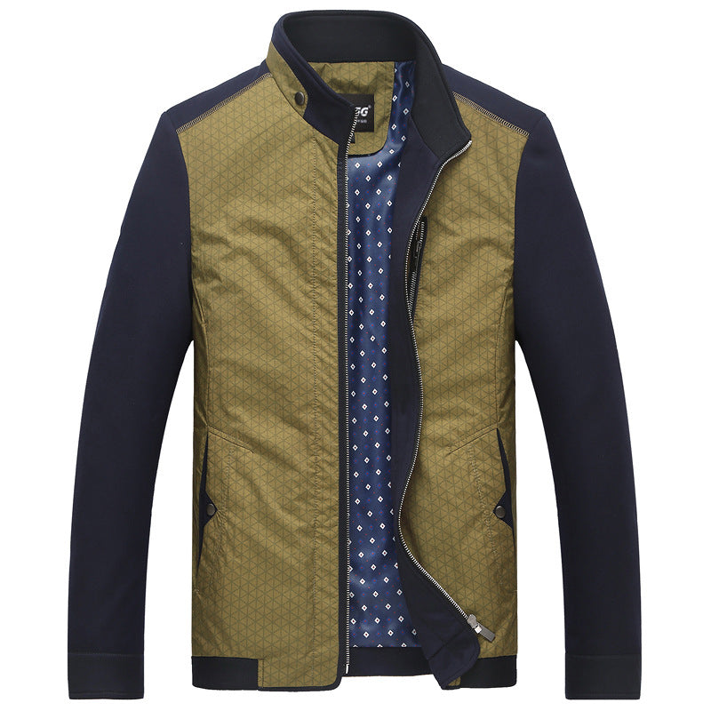 Herren Hybrid-Übergangsjacke mit gesteppter Front, Jersey-Ärmeln und Stehkragen Shop Nory