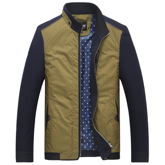 Herren Hybrid-Übergangsjacke mit gesteppter Front, Jersey-Ärmeln und Stehkragen Shop Nory