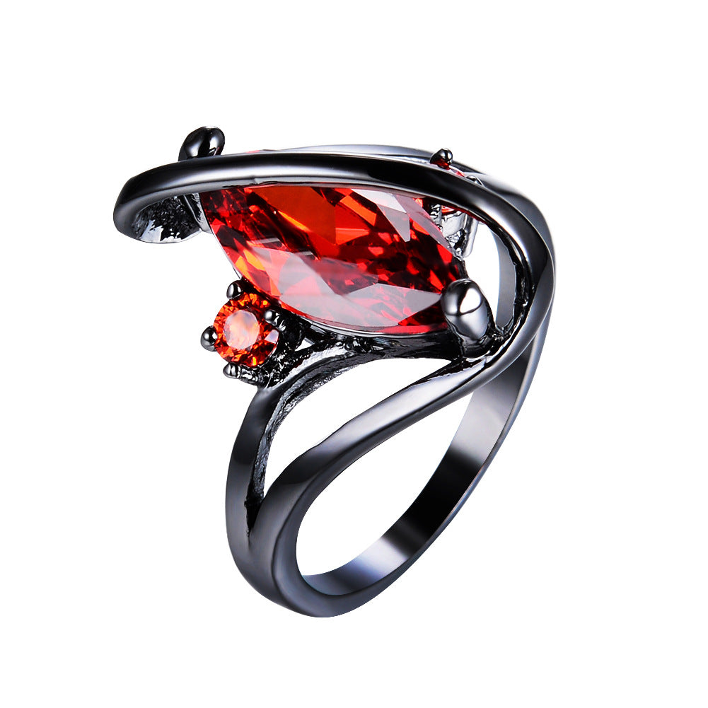 Damen Ring mit kunstvollem Zirkon-Einsatz und eleganter schwarzer Fassung Shop Nory