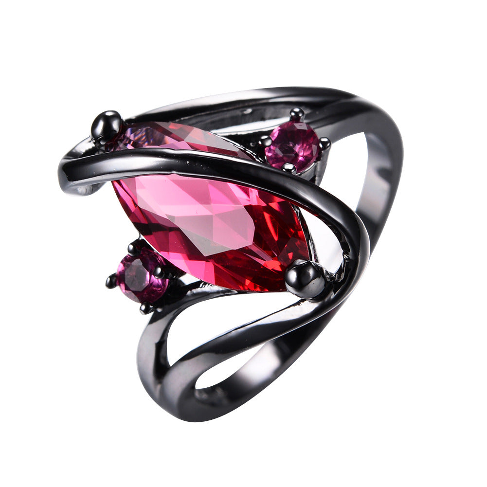 Damen Ring mit kunstvollem Zirkon-Einsatz und eleganter schwarzer Fassung Shop Nory