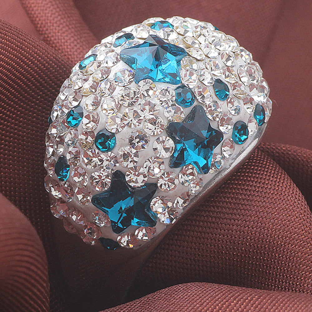 Damen Ring mit funkelndem Zirkonia-Besatz und farbigen Kristallen Shop Nory