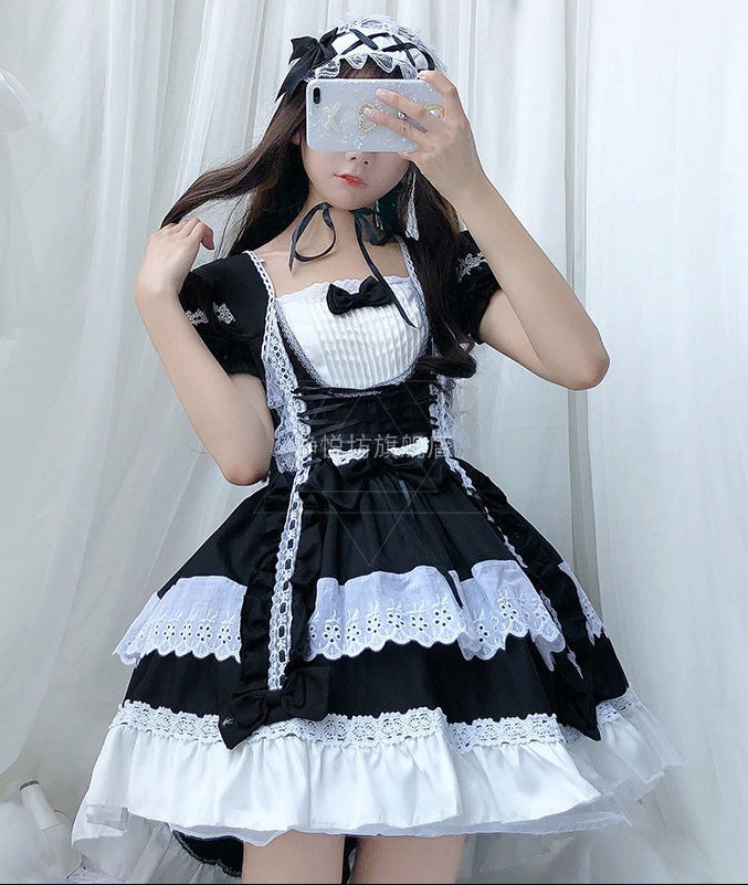 Damen verspieltes Lolita Kleid mit aufwendigen Spitzen- und Rüschendetails Shop Nory