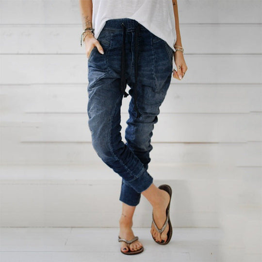 Damen Cargohose im lässigen Denim-Style mit Gummizug