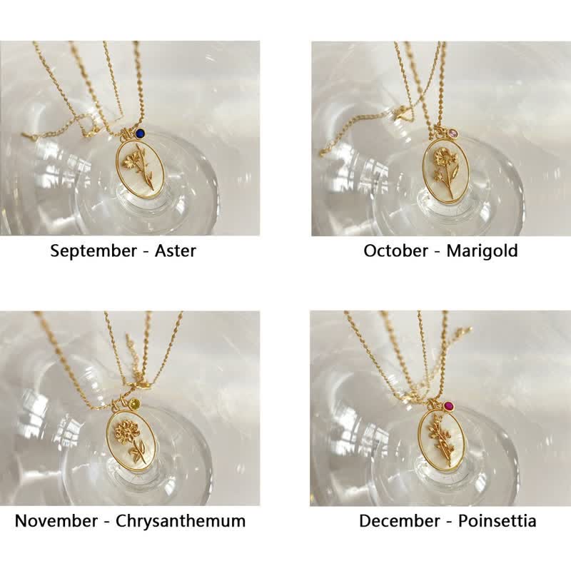 Geburtsstein- und Geburtsblumen-Halskette – Aurora | Shop Nory