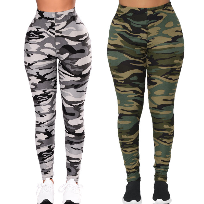 Damen Camouflage Fitness-Leggings im hochtaillierten Schnitt Shopnory
