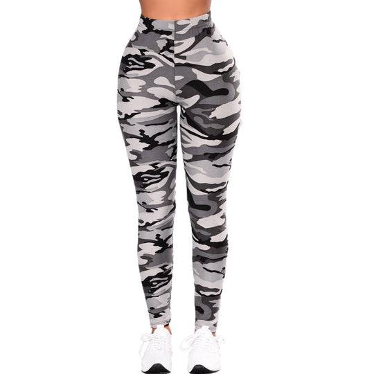 Damen Camouflage Fitness-Leggings im hochtaillierten Schnitt Shopnory