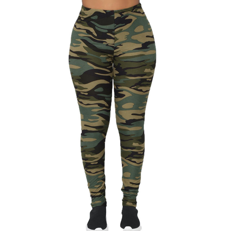 Damen Camouflage Fitness-Leggings im hochtaillierten Schnitt Shopnory