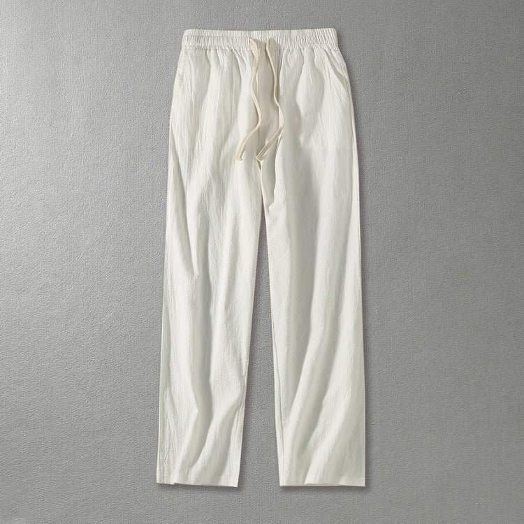 Herren Leinenhose mit elastischem Bund und Tunnelzug geradem Bein Shop Nory