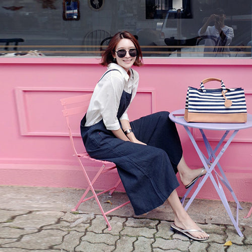 Damen Weite Denim-Latzhose im Culotte-Overall-Stil mit verstellbaren Trägern Shop Nory