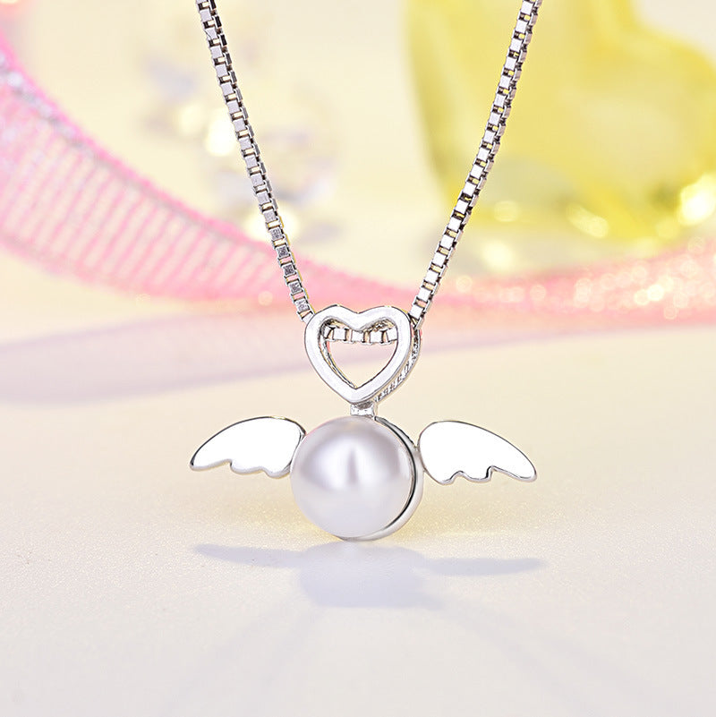 Damen-Halskette mit Herz- und Flügel-Design aus hochwertigem Edelstahl Shop Nory