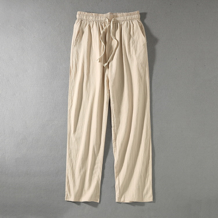 Herren Leinenhose mit elastischem Bund und Tunnelzug geradem Bein Shop Nory
