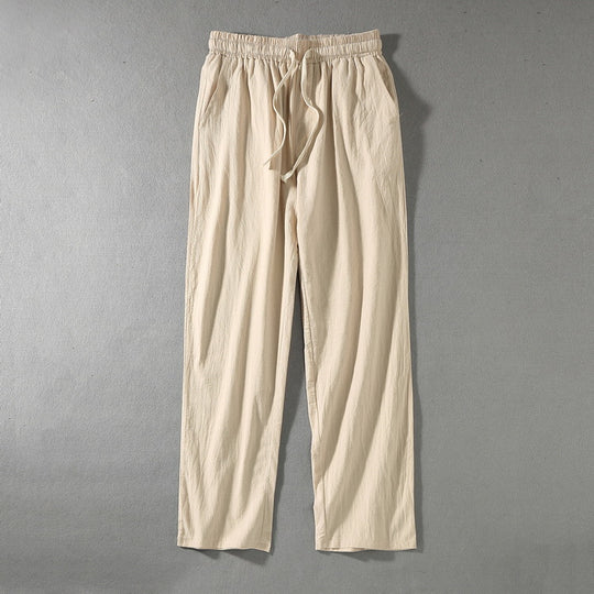 Herren Leinenhose mit elastischem Bund und Tunnelzug geradem Bein Shop Nory