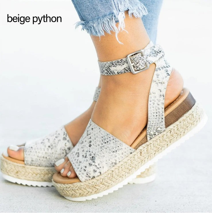 Damen Wedge-Sandalen mit verstellbarem Riemen und komfortablem Fußbett