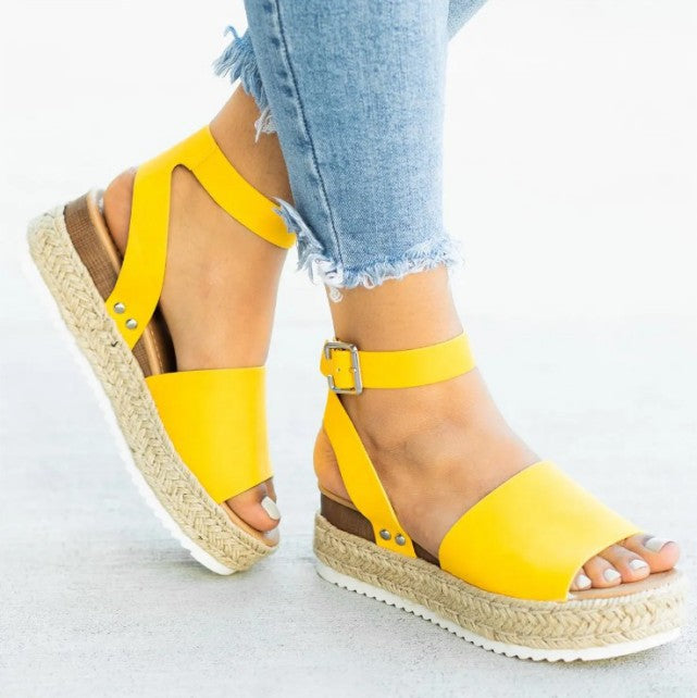 Damen Wedge-Sandalen mit verstellbarem Riemen und komfortablem Fußbett
