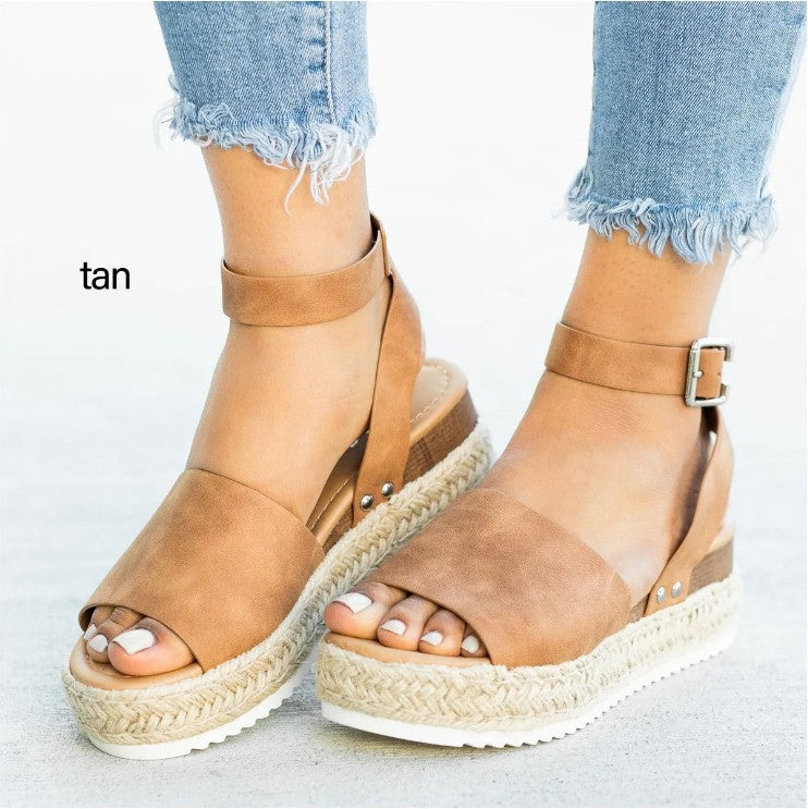 Damen Wedge-Sandalen mit verstellbarem Riemen und komfortablem Fußbett