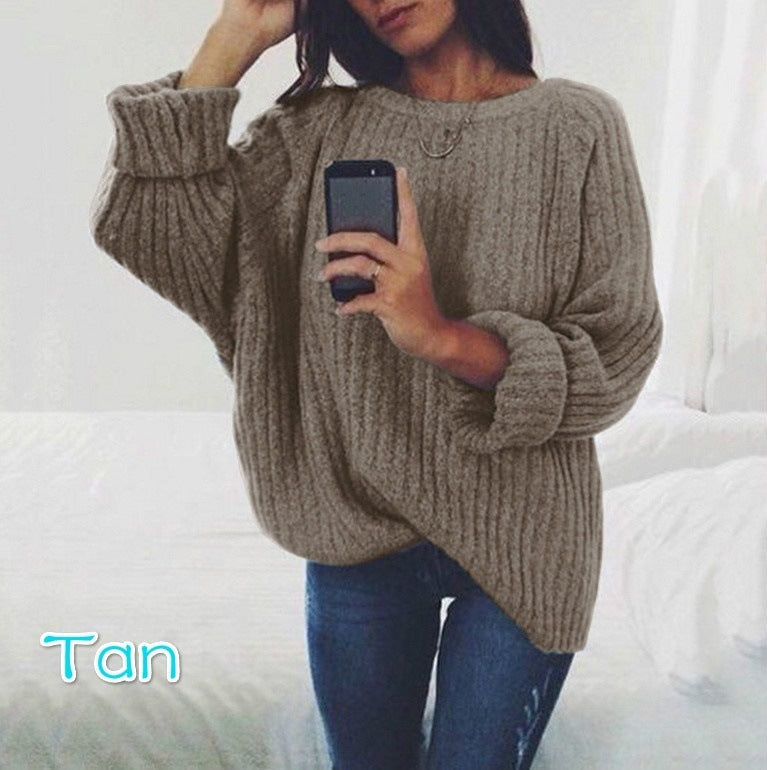 Damen Grobstrickpullover mit lockerer Passform und trendigem Rippenmuster