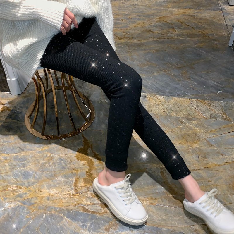 Damen Glitzernde Leggings im figurbetonten Rippdesign