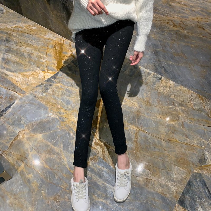 Damen Glitzernde Leggings im figurbetonten Rippdesign