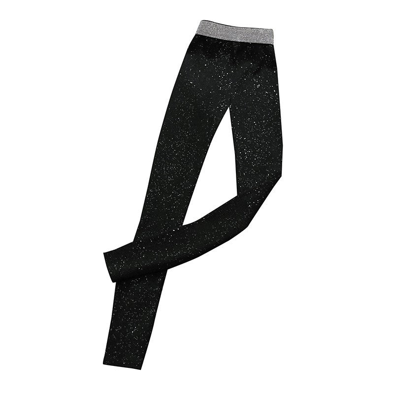 Damen Glitzernde Leggings im figurbetonten Rippdesign