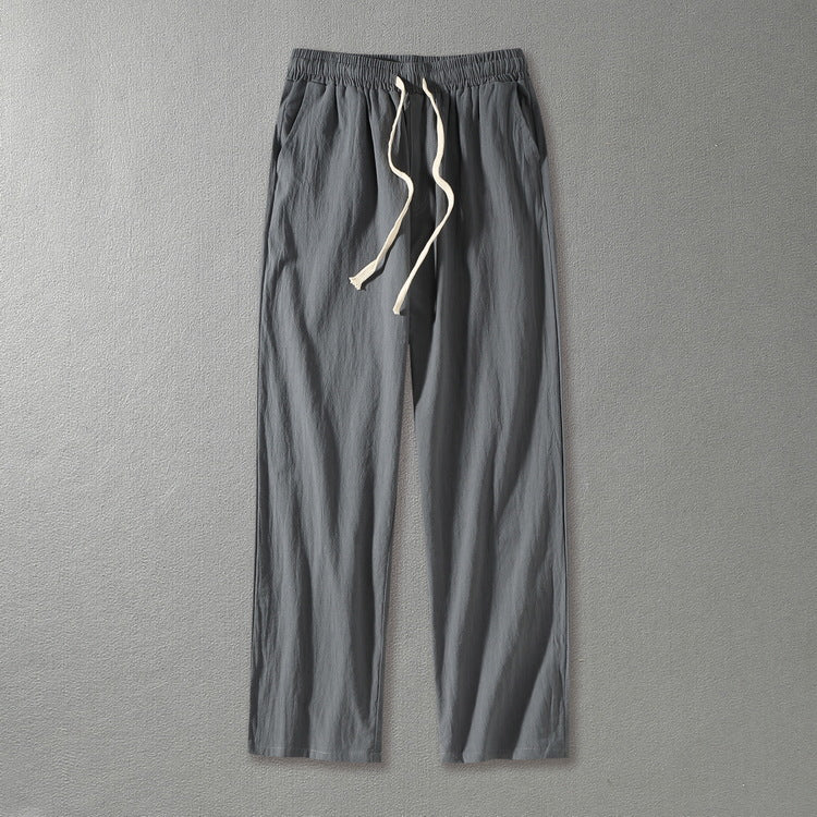 Herren Leinenhose mit elastischem Bund und Tunnelzug geradem Bein Shop Nory